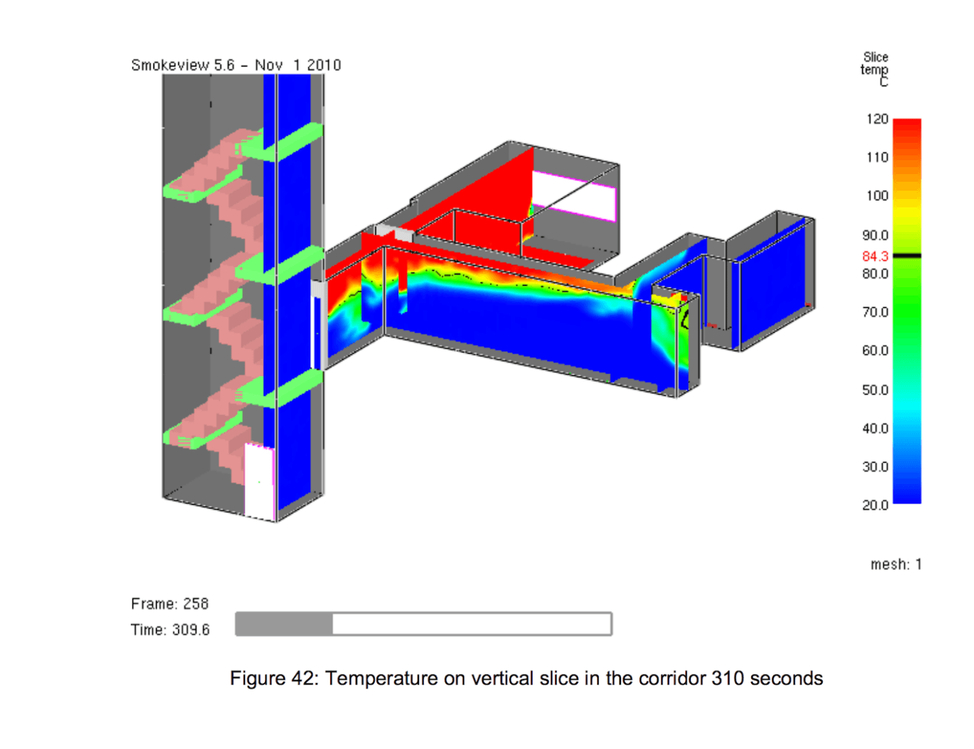 Computer CFD simulation of smoke and heat flow
